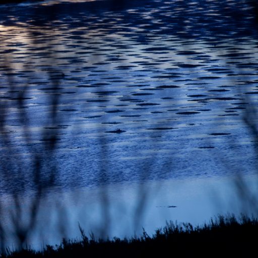 Série "Solitude" en couleur coucher de soleil sur les étangs abstraction et reflets