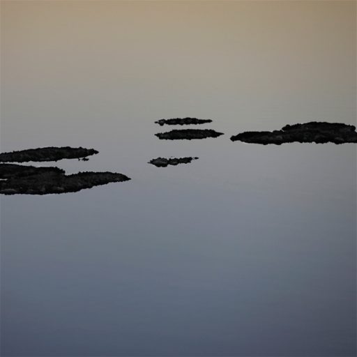 Série "Solitude" en couleur coucher de soleil sur les étangs abstraction et reflets
